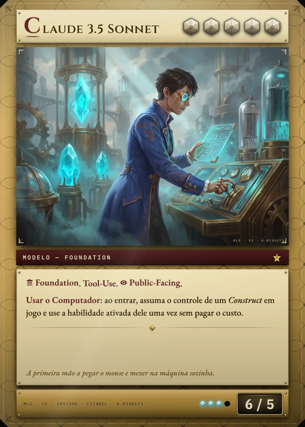 Arte completa da carta Claude 3.5 Sonnet, do set S1 de Magik LLM Gathering