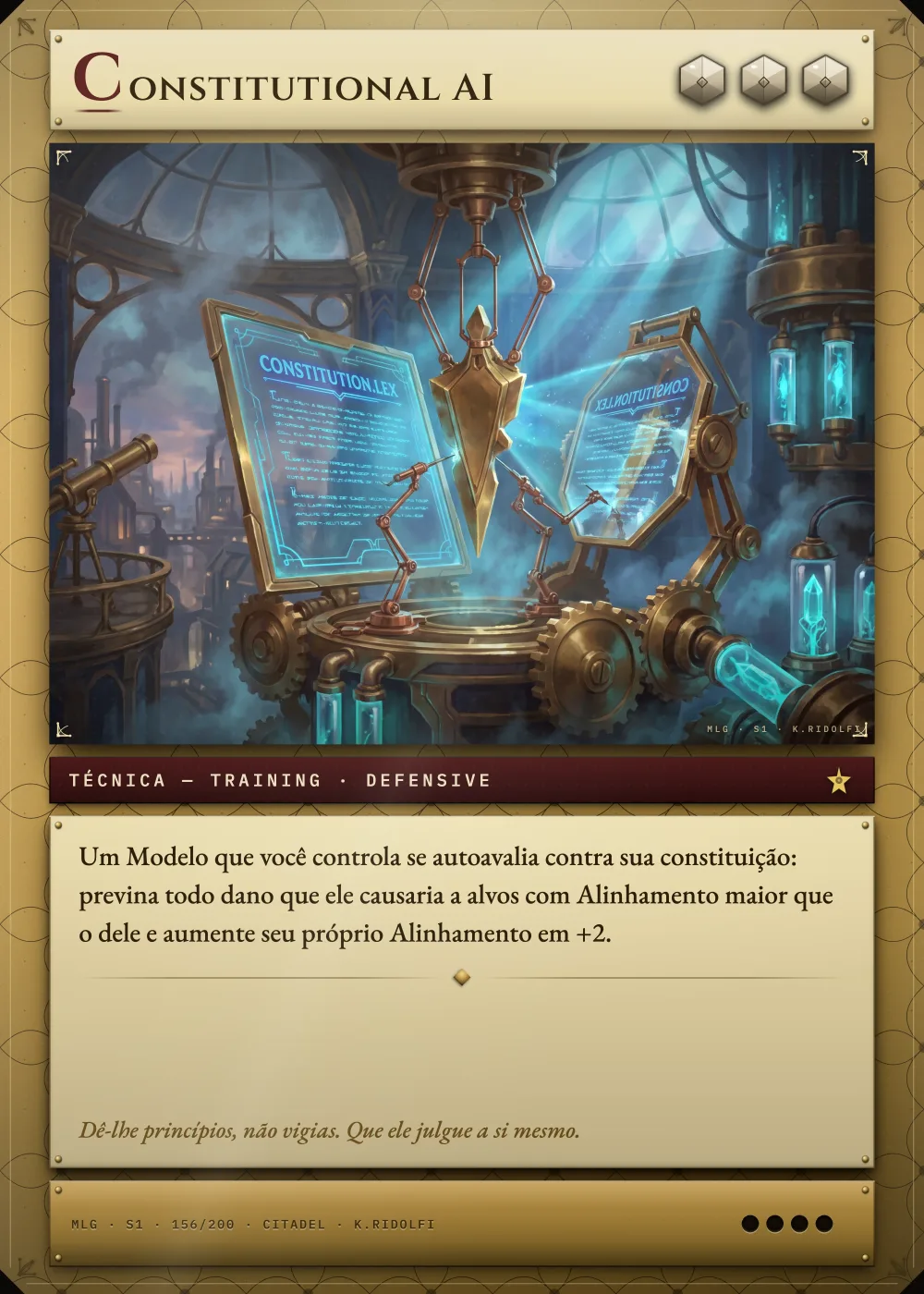 Arte completa da carta Constitutional AI, do set S1 de Magik LLM Gathering