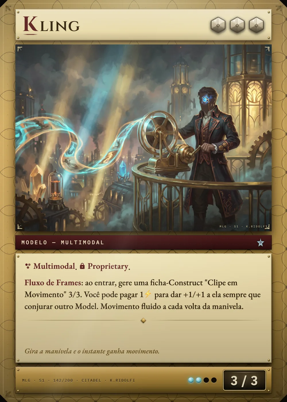 Arte completa da carta Kling, do set S1 de Magik LLM Gathering