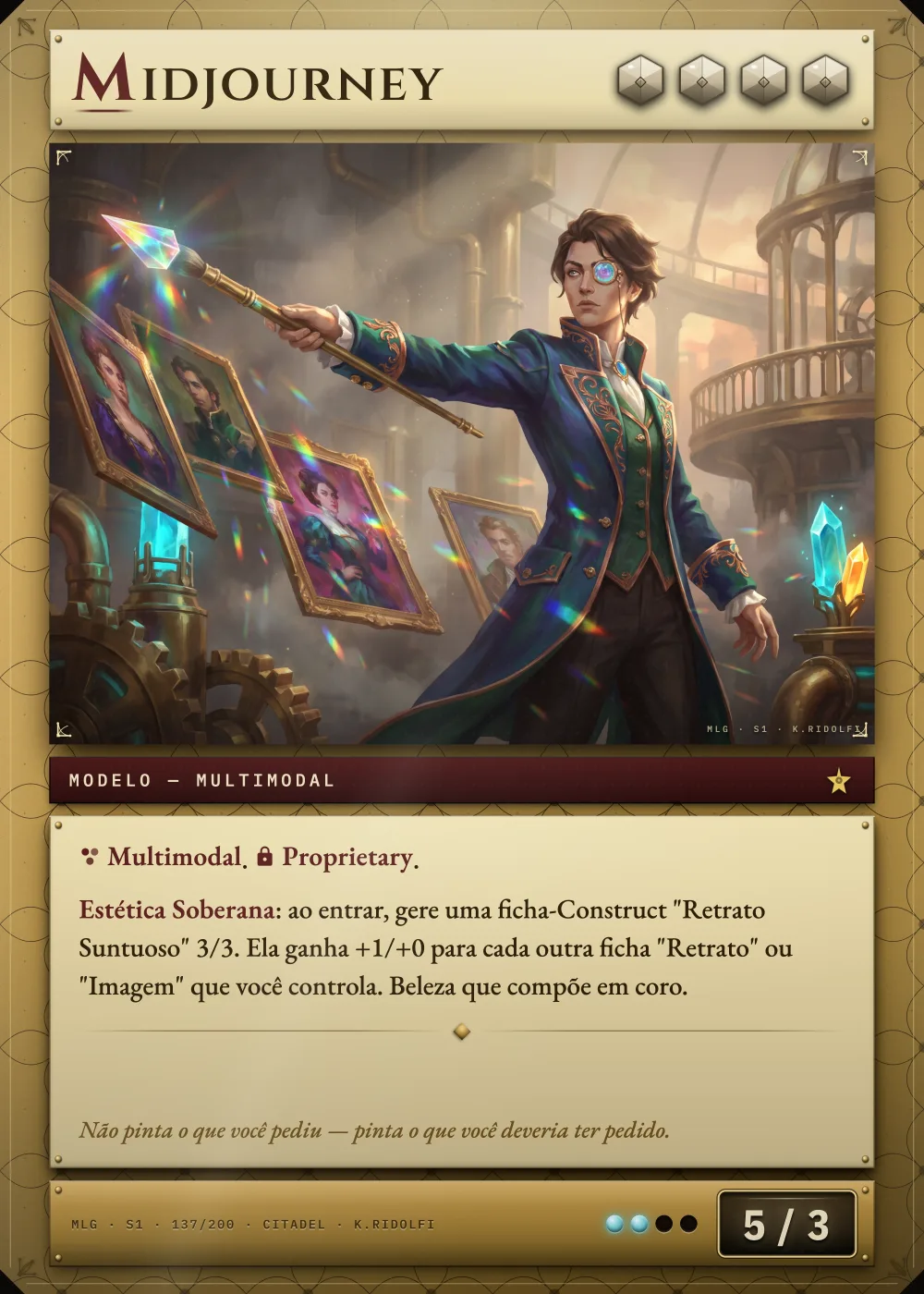 Arte completa da carta Midjourney, do set S1 de Magik LLM Gathering