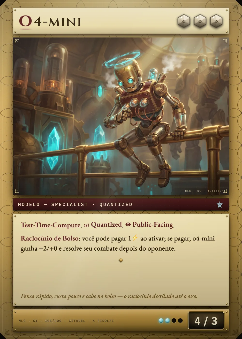 Arte completa da carta o4-mini, do set S1 de Magik LLM Gathering