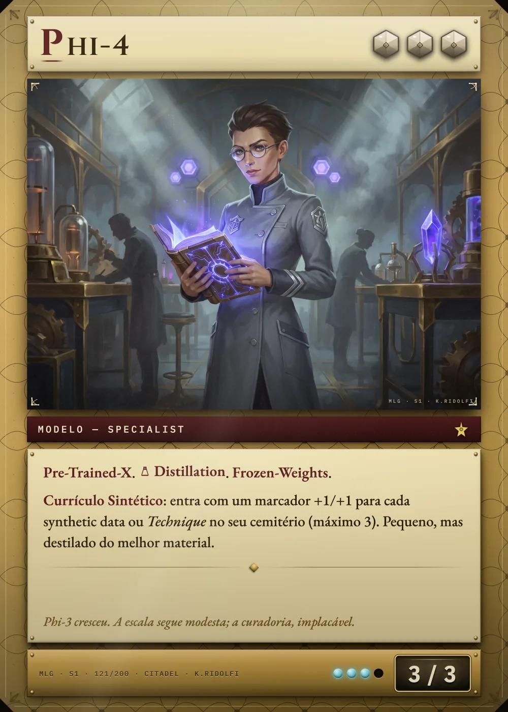 Arte completa da carta Phi-4, do set S1 de Magik LLM Gathering