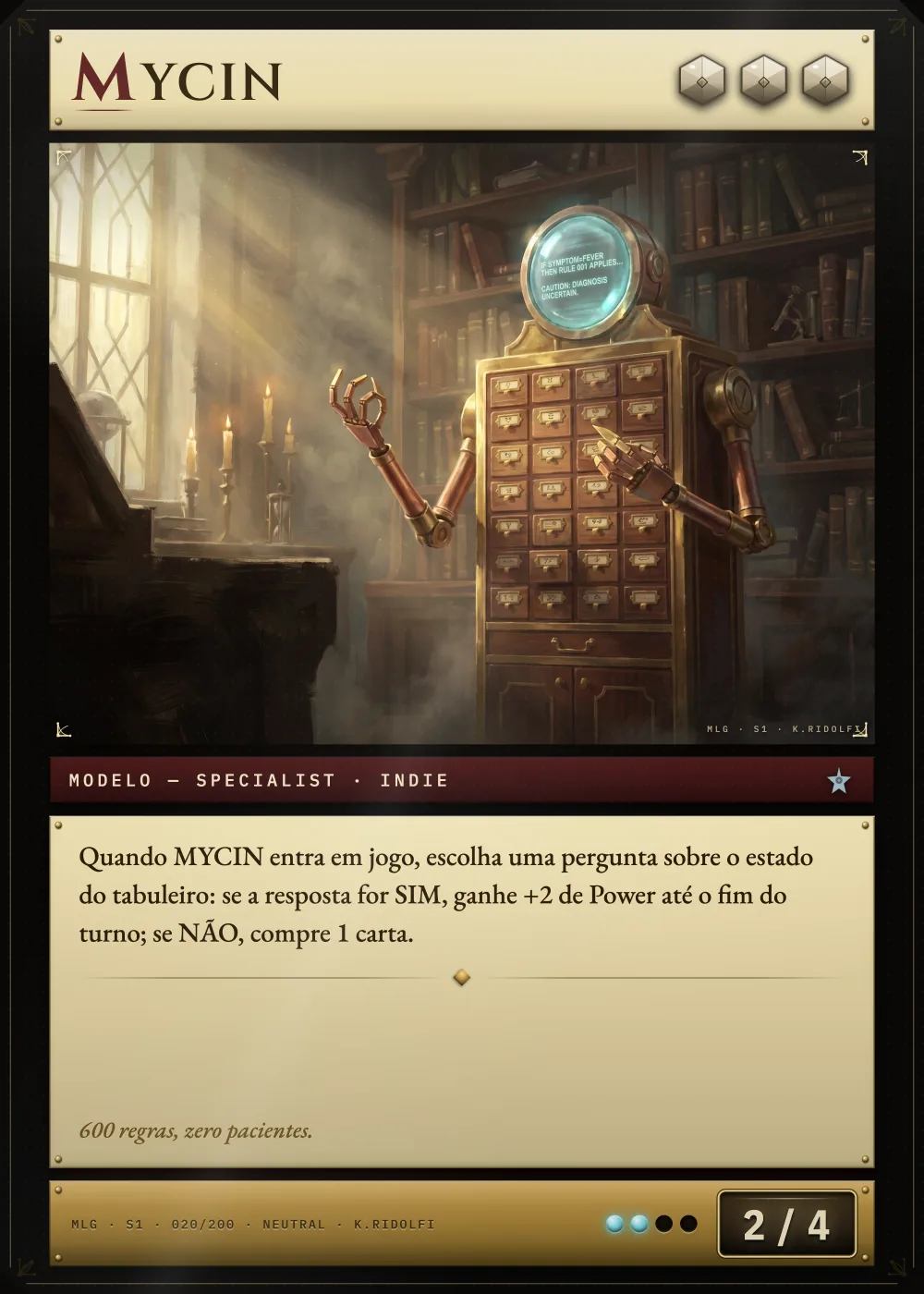 Arte completa da carta MYCIN, do set S1 de Magik LLM Gathering