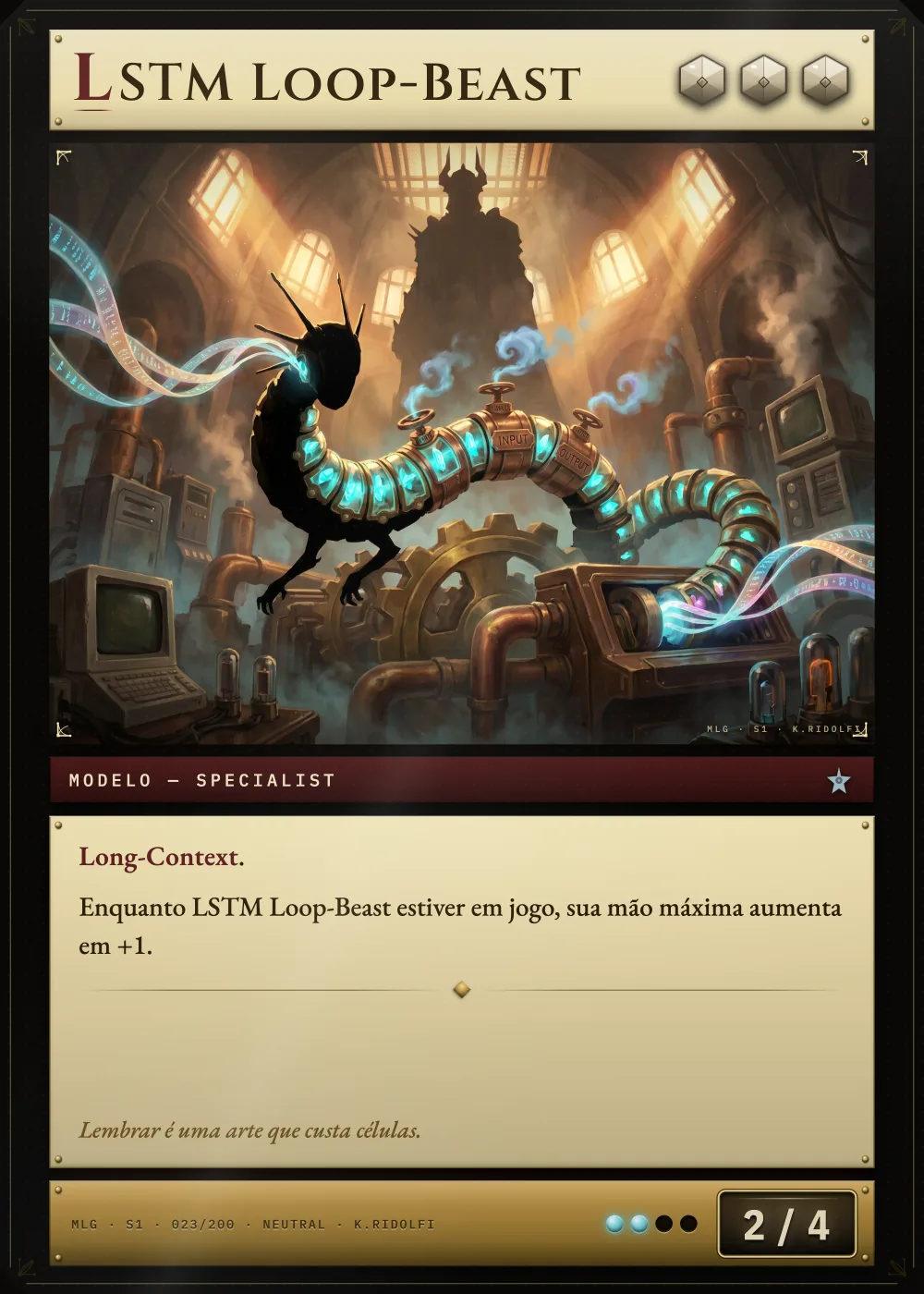 Arte completa da carta LSTM Loop-Beast, do set S1 de Magik LLM Gathering