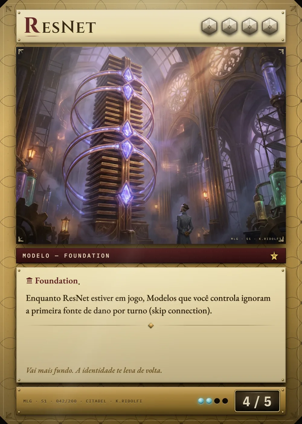 Arte completa da carta ResNet, do set S1 de Magik LLM Gathering