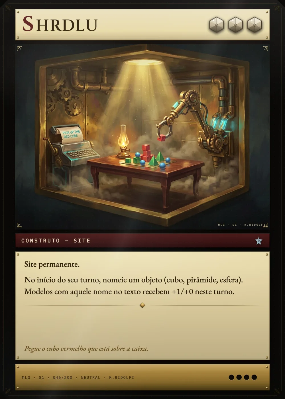 Arte completa da carta SHRDLU, do set S1 de Magik LLM Gathering