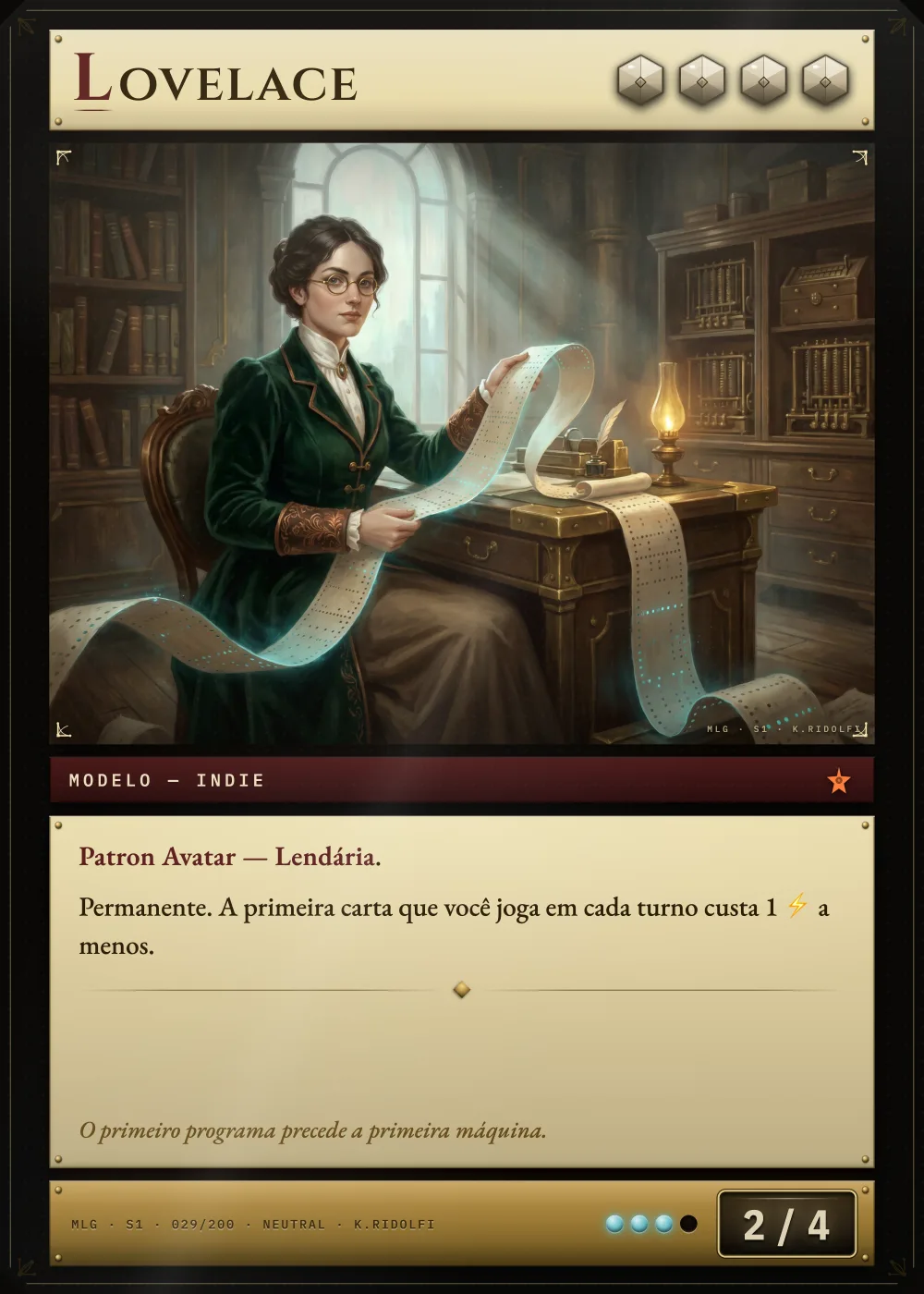 Arte completa da carta Lovelace, do set S1 de Magik LLM Gathering