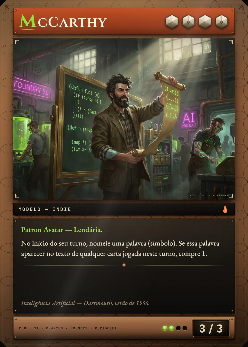 Arte completa da carta McCarthy, do set S1 de Magik LLM Gathering