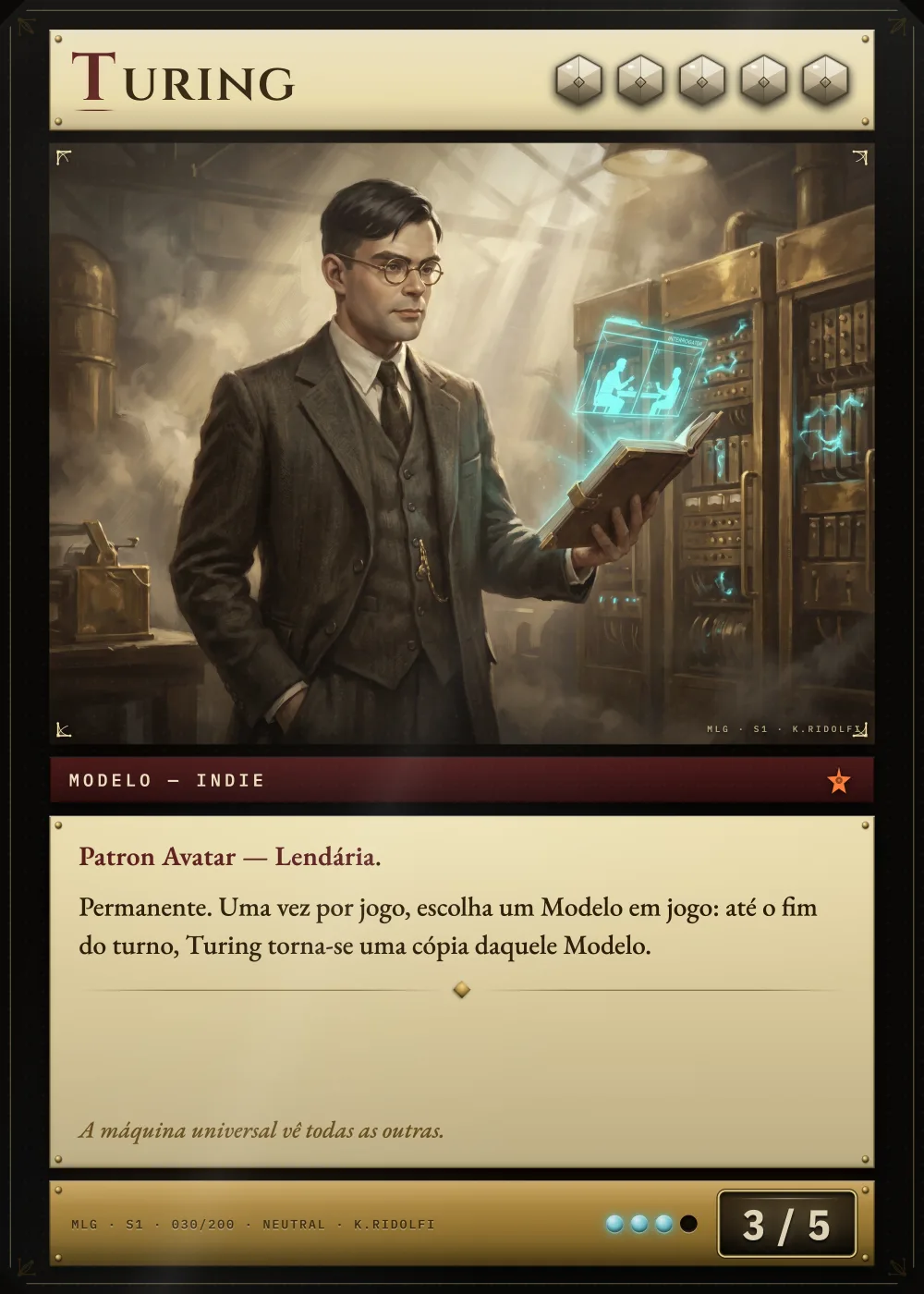 Arte completa da carta Turing, do set S1 de Magik LLM Gathering