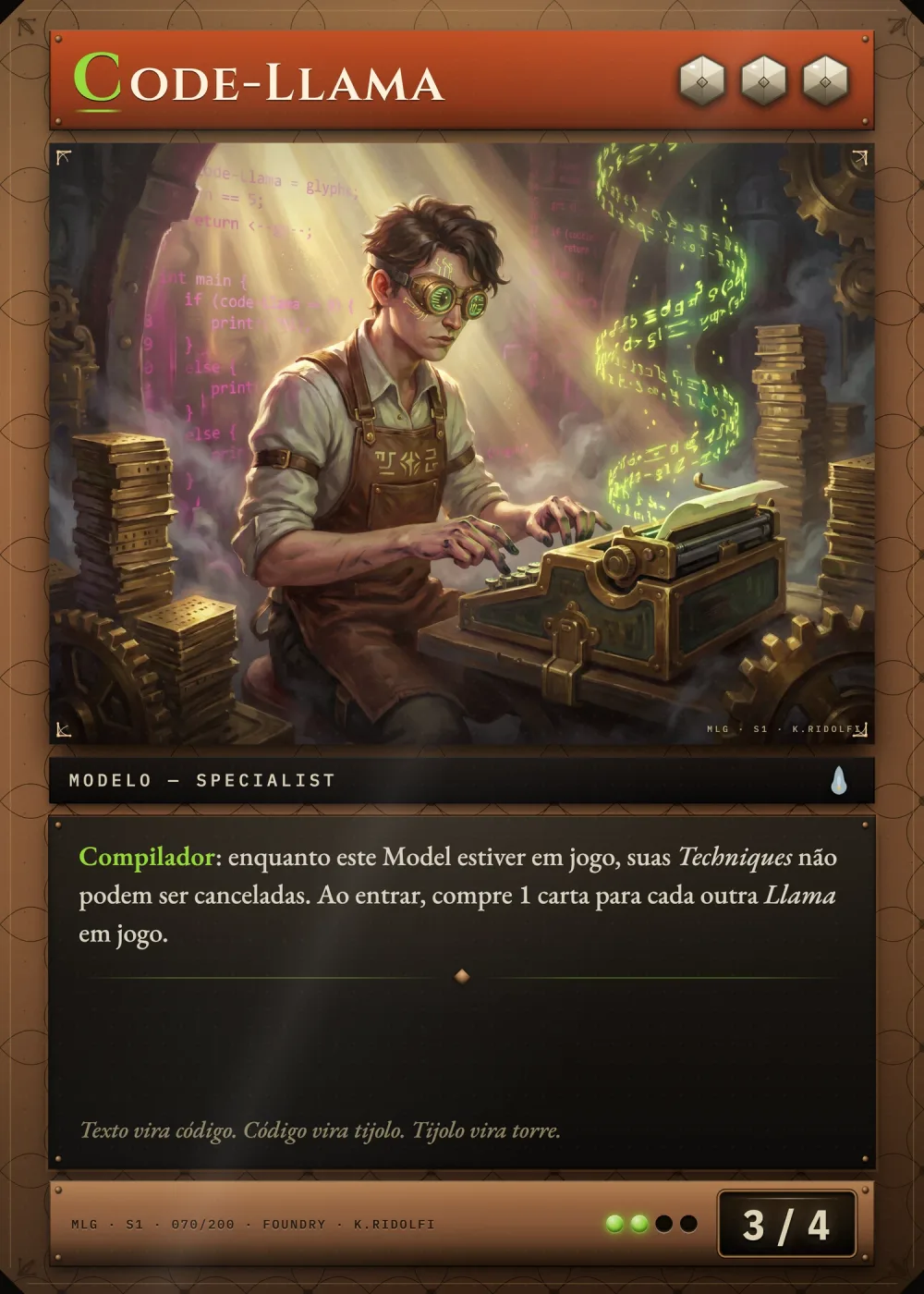 Arte completa da carta Code-Llama, do set S1 de Magik LLM Gathering
