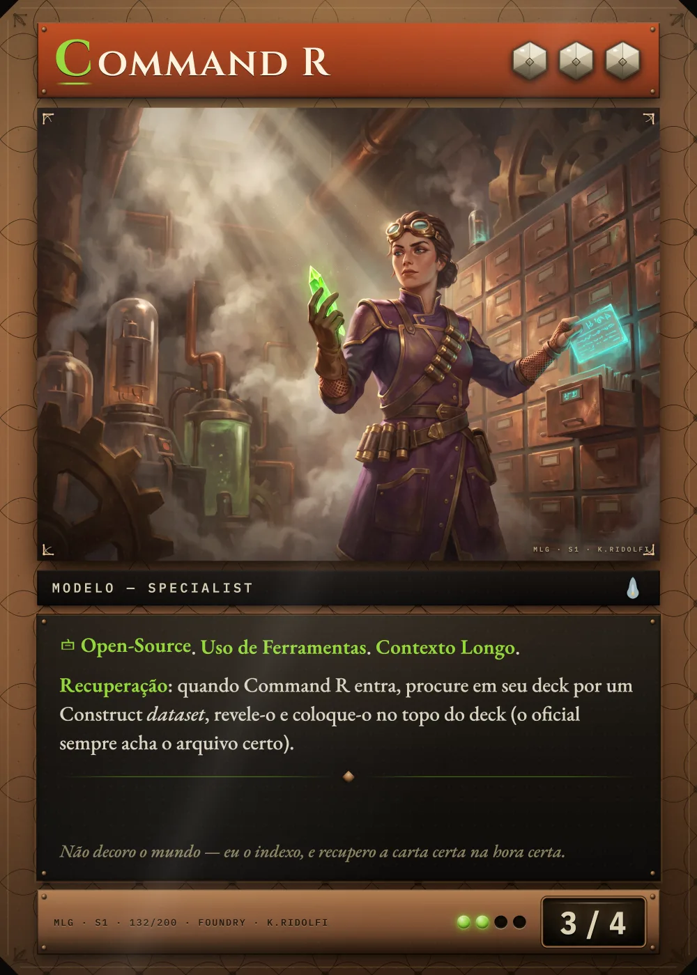 Arte completa da carta Command R, do set S1 de Magik LLM Gathering