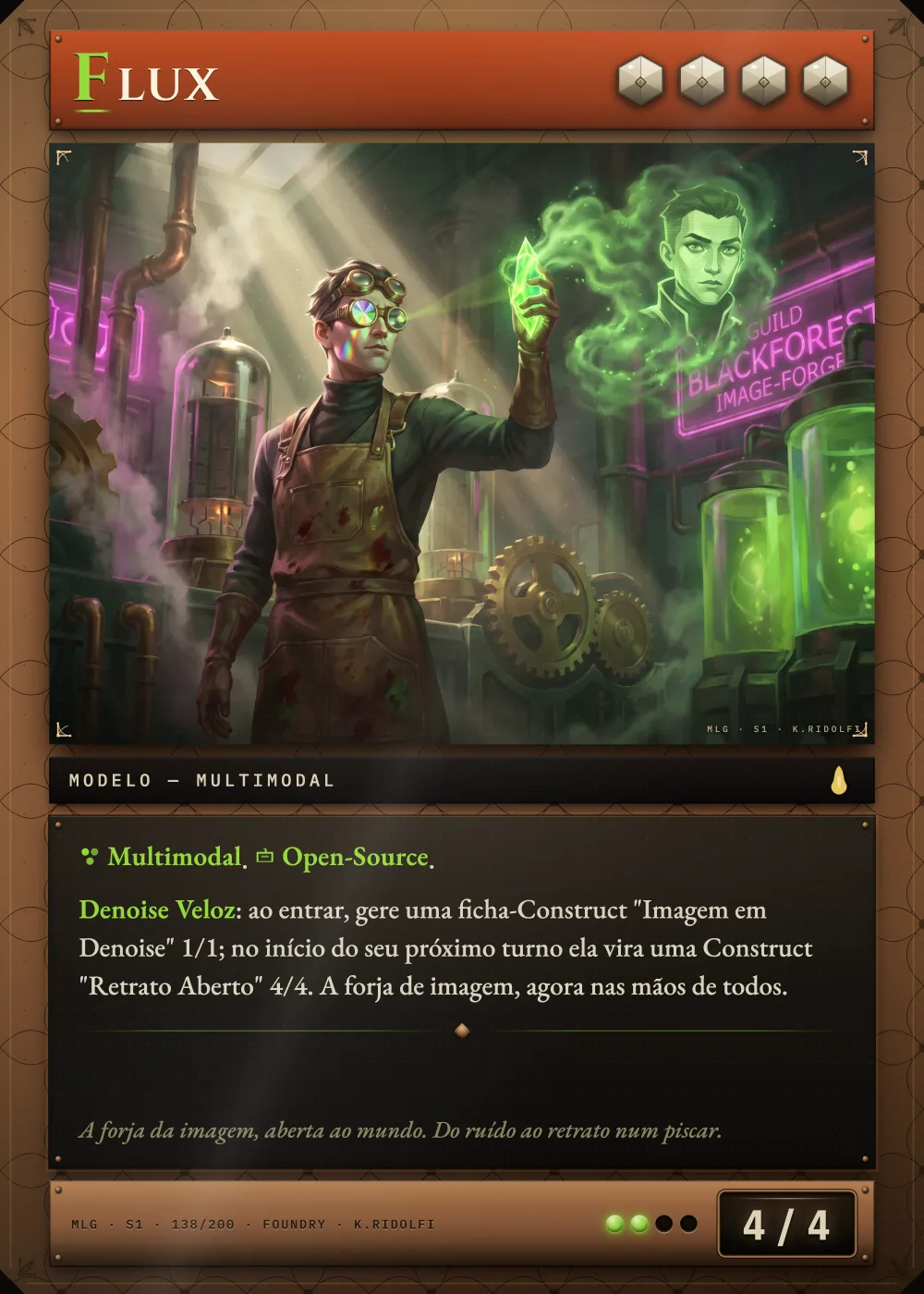 Arte completa da carta Flux, do set S1 de Magik LLM Gathering