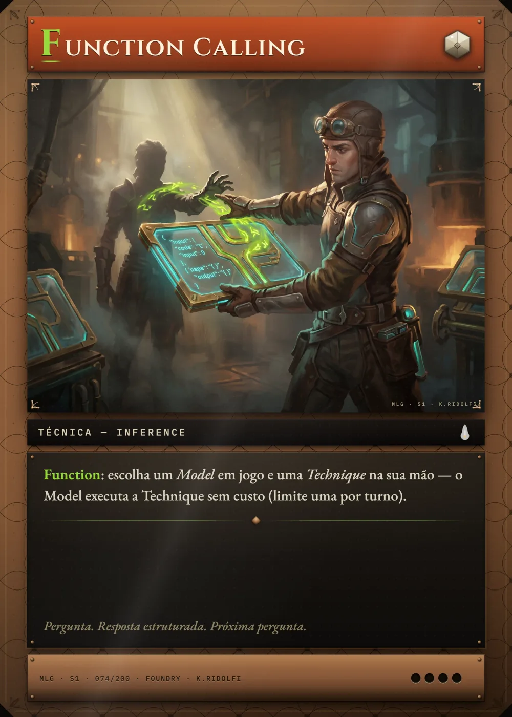 Arte completa da carta Function Calling, do set S1 de Magik LLM Gathering