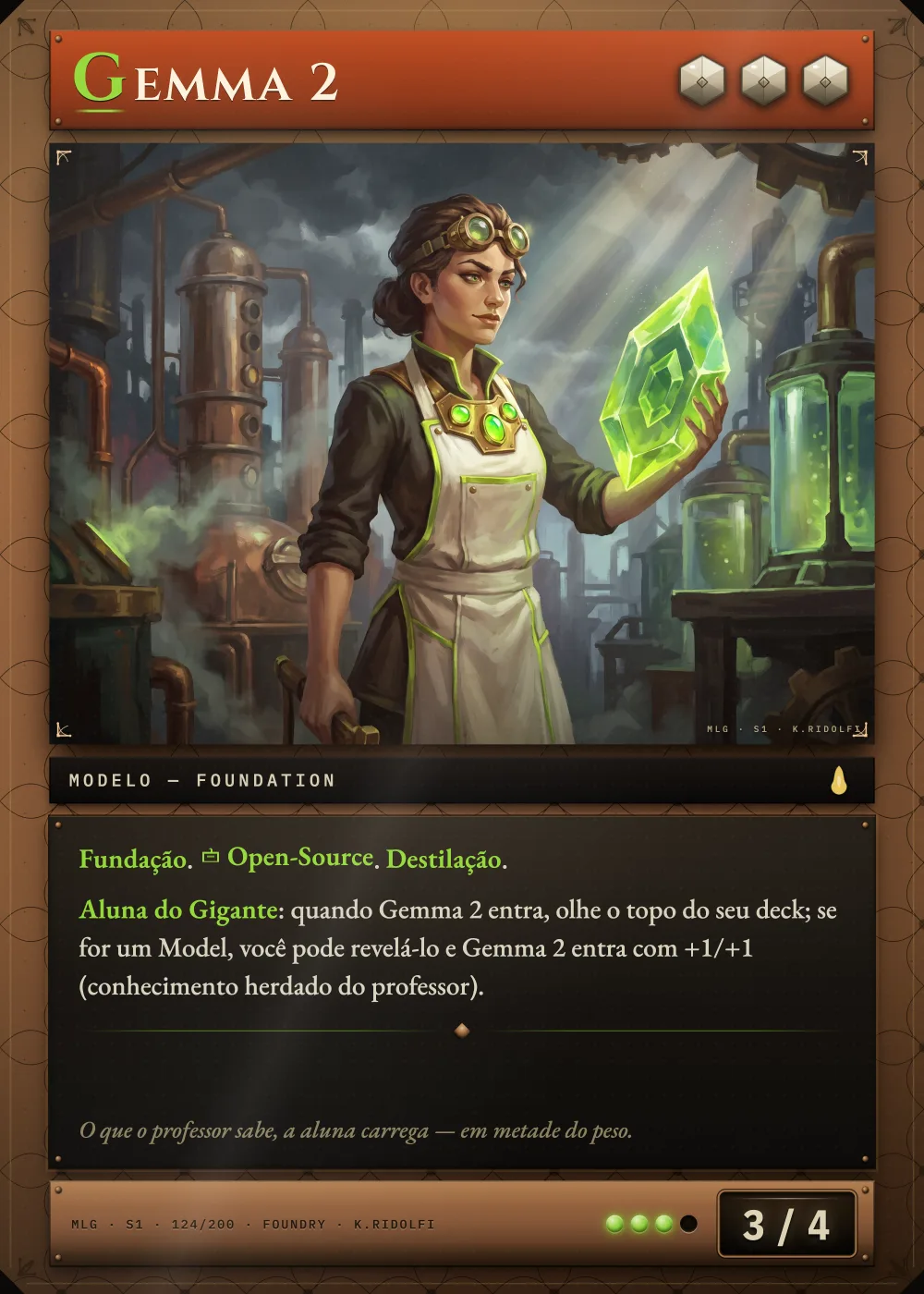 Arte completa da carta Gemma 2, do set S1 de Magik LLM Gathering