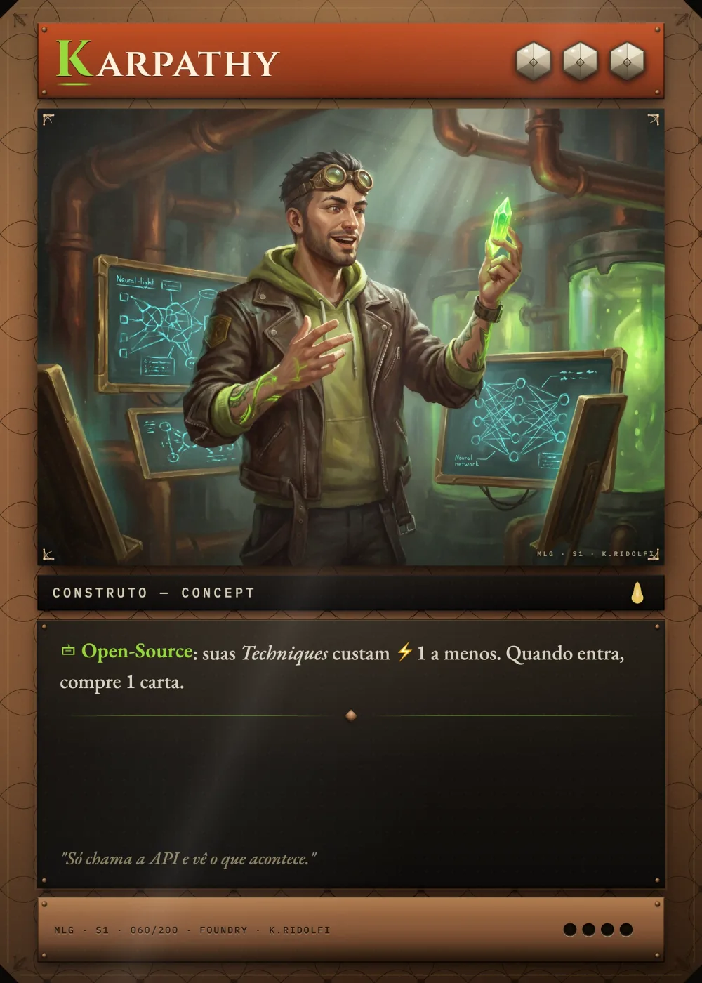 Arte completa da carta Karpathy, do set S1 de Magik LLM Gathering