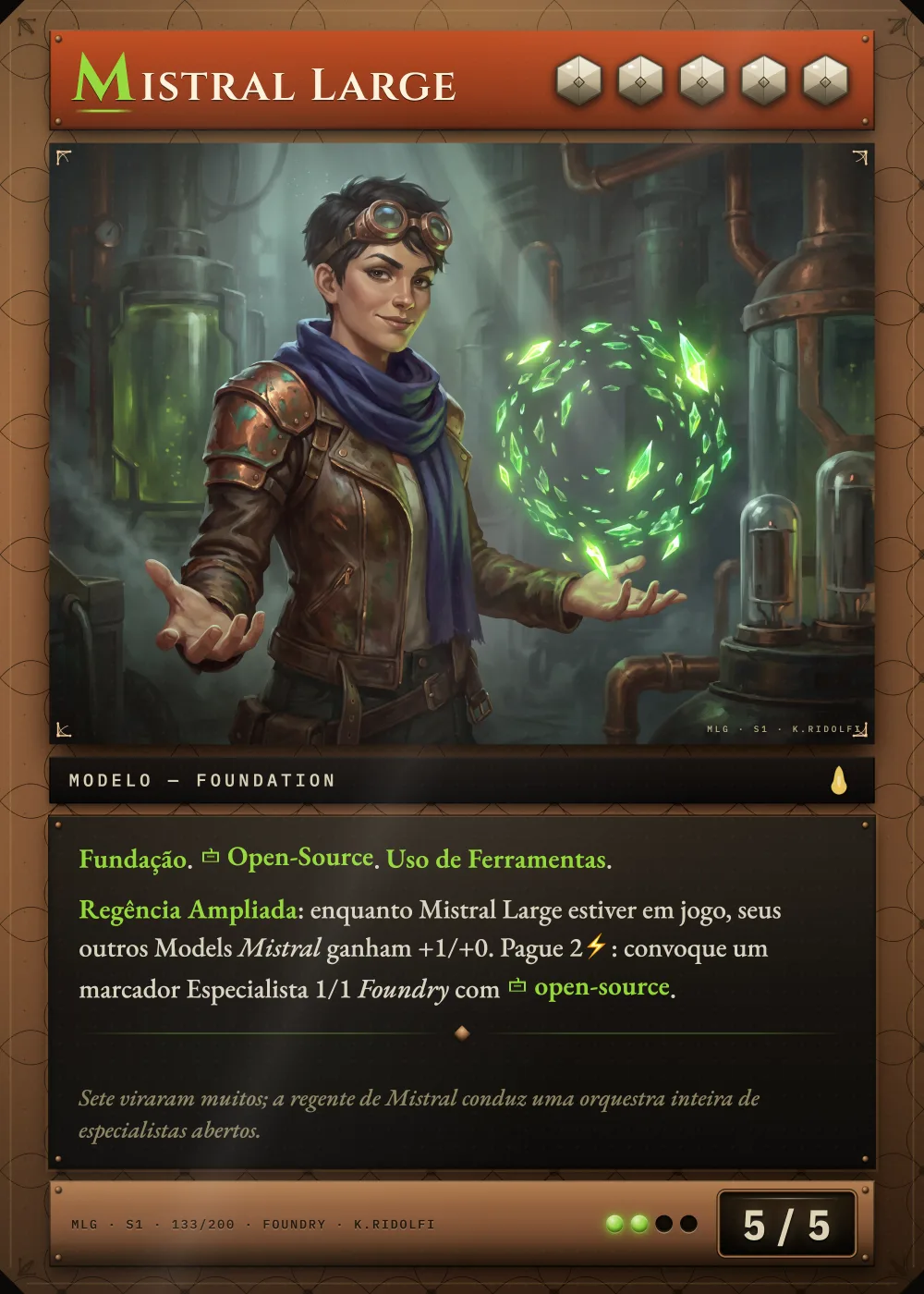 Arte completa da carta Mistral Large, do set S1 de Magik LLM Gathering