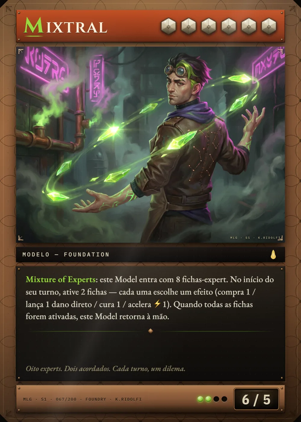 Arte completa da carta Mixtral, do set S1 de Magik LLM Gathering