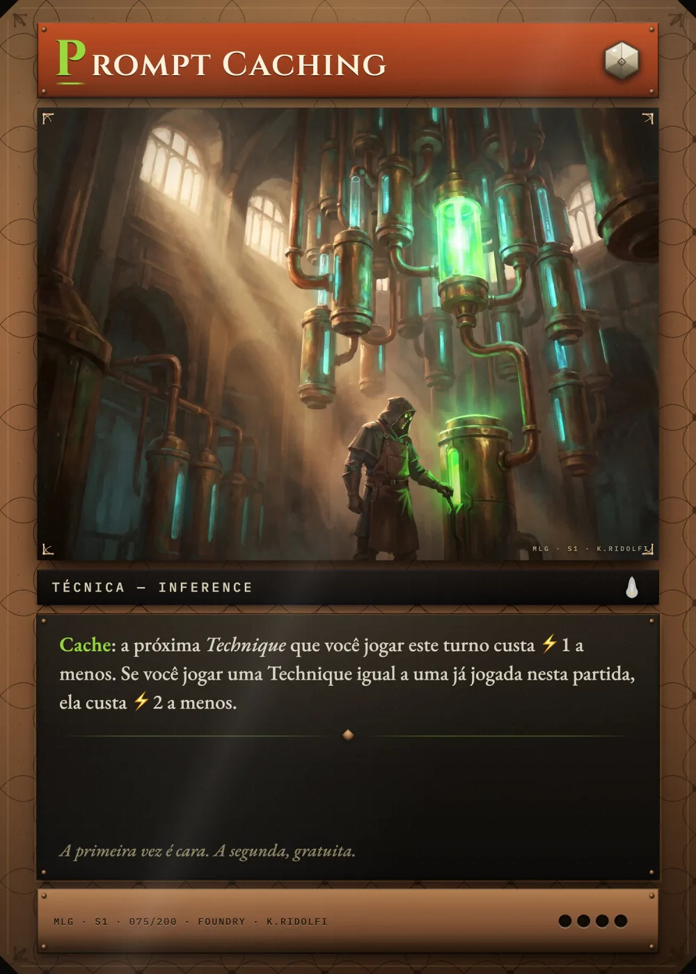 Arte completa da carta Prompt Caching, do set S1 de Magik LLM Gathering