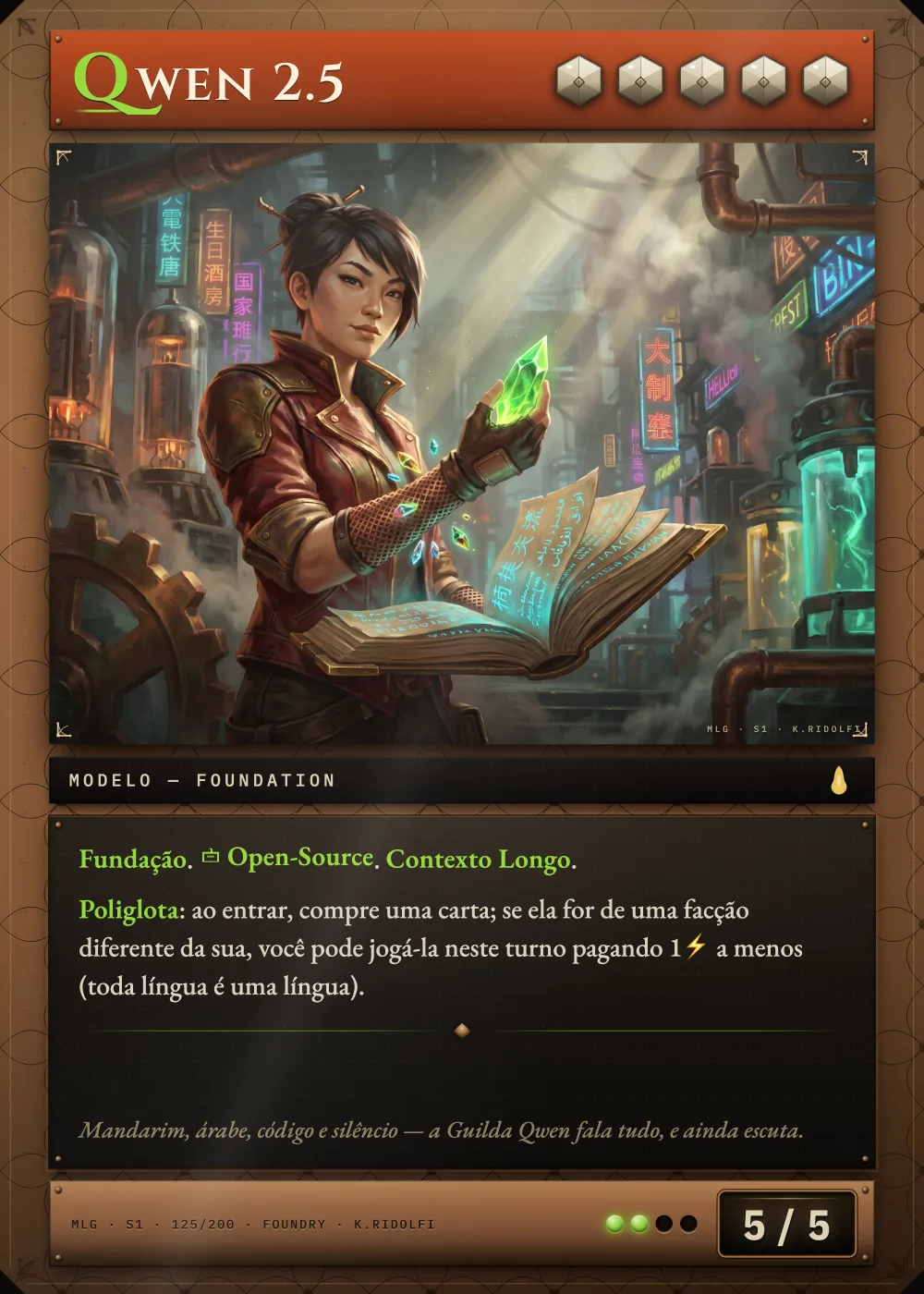 Arte completa da carta Qwen 2.5, do set S1 de Magik LLM Gathering