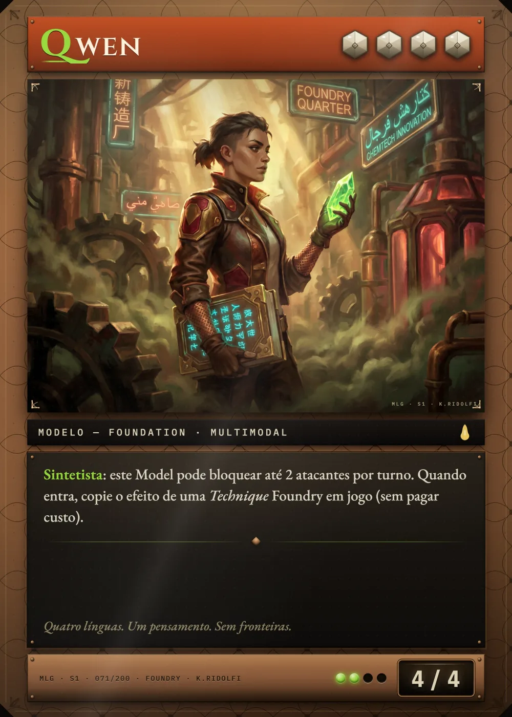 Arte completa da carta Qwen, do set S1 de Magik LLM Gathering