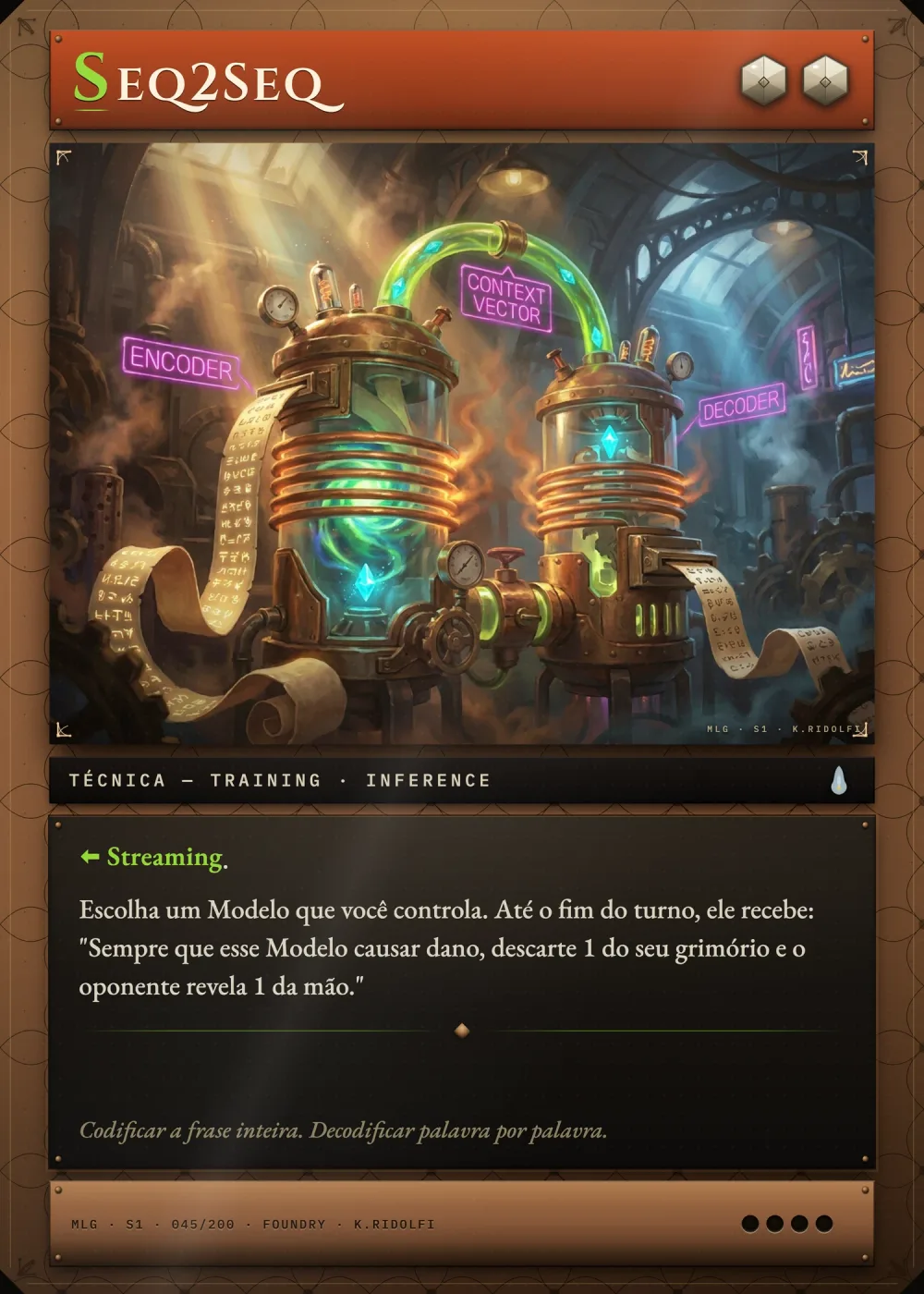 Arte completa da carta Seq2Seq, do set S1 de Magik LLM Gathering