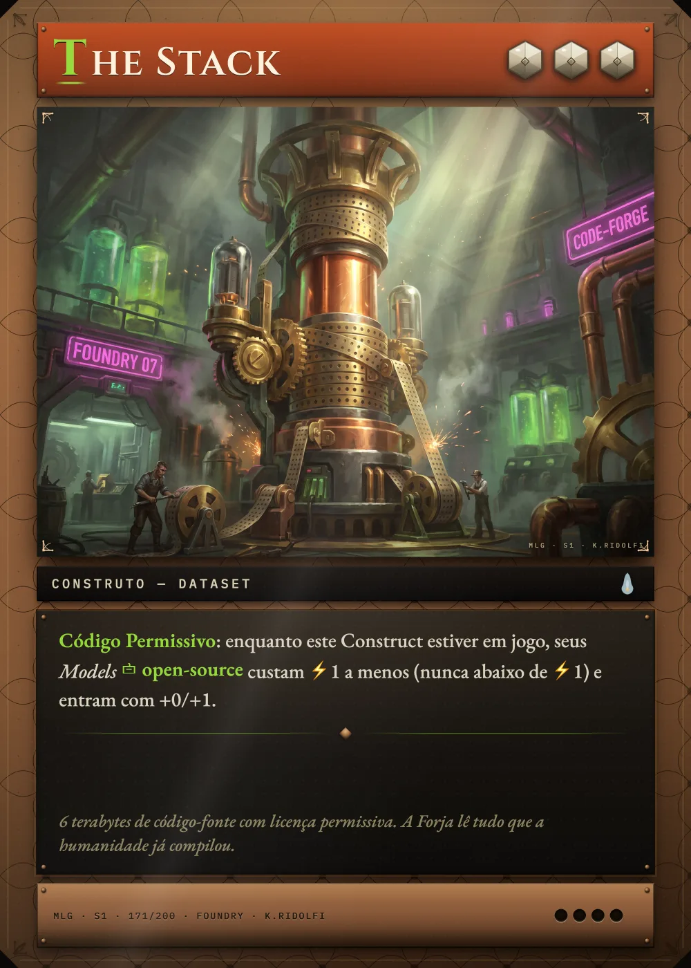 Arte completa da carta The Stack, do set S1 de Magik LLM Gathering