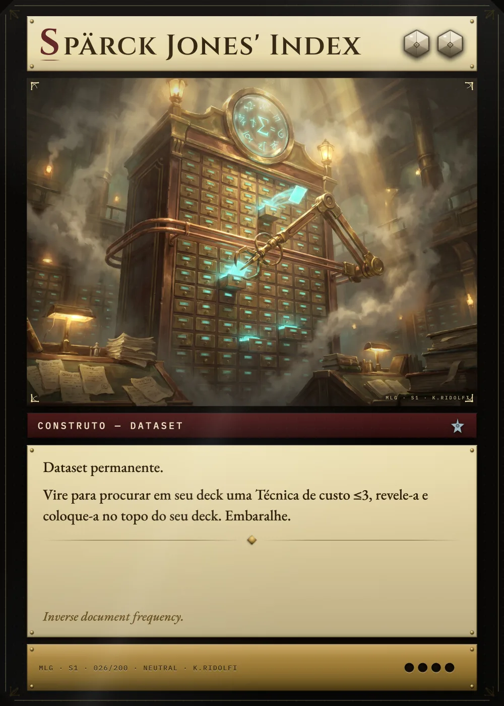 Arte completa da carta Spärck Jones' Index, do set S1 de Magik LLM Gathering