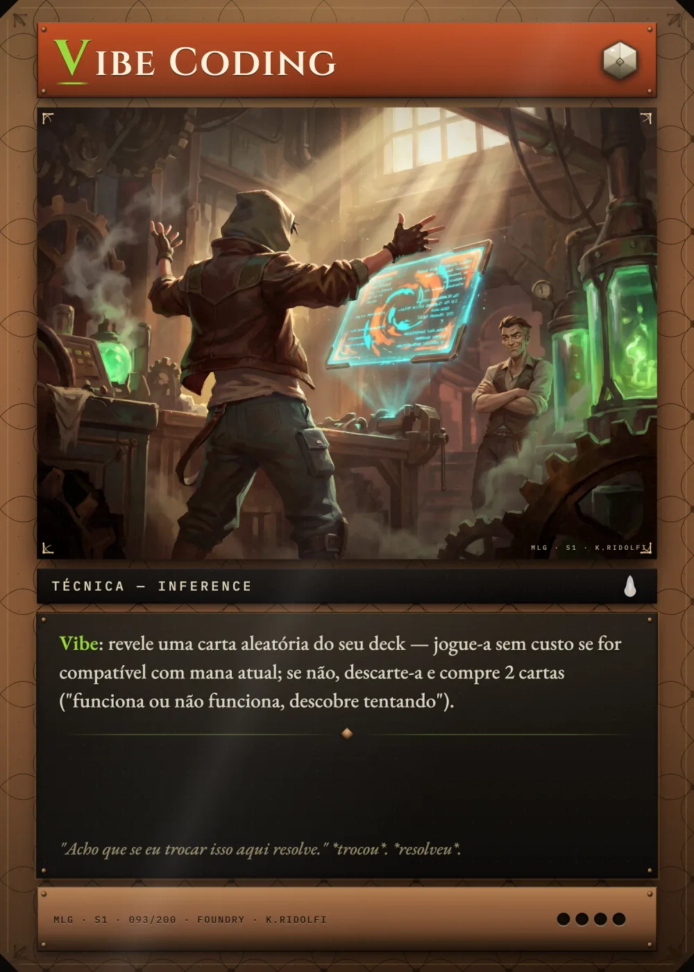 Arte completa da carta Vibe Coding, do set S1 de Magik LLM Gathering