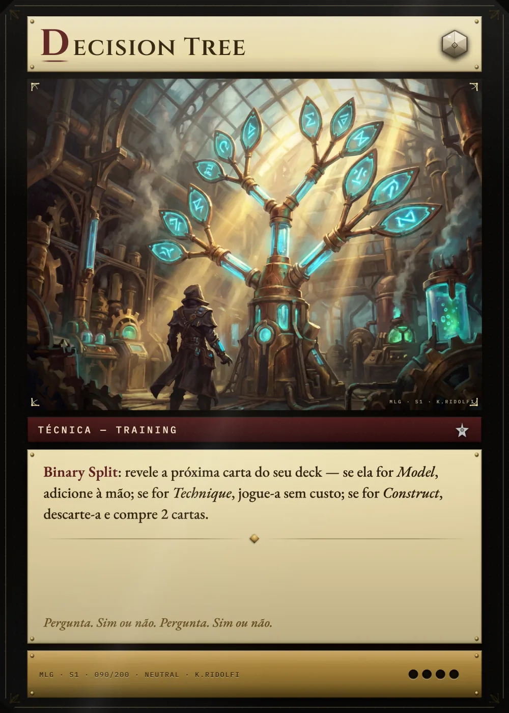 Arte completa da carta Decision Tree, do set S1 de Magik LLM Gathering
