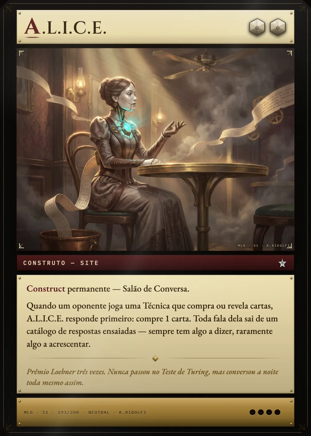 Arte completa da carta A.L.I.C.E., do set S1 de Magik LLM Gathering