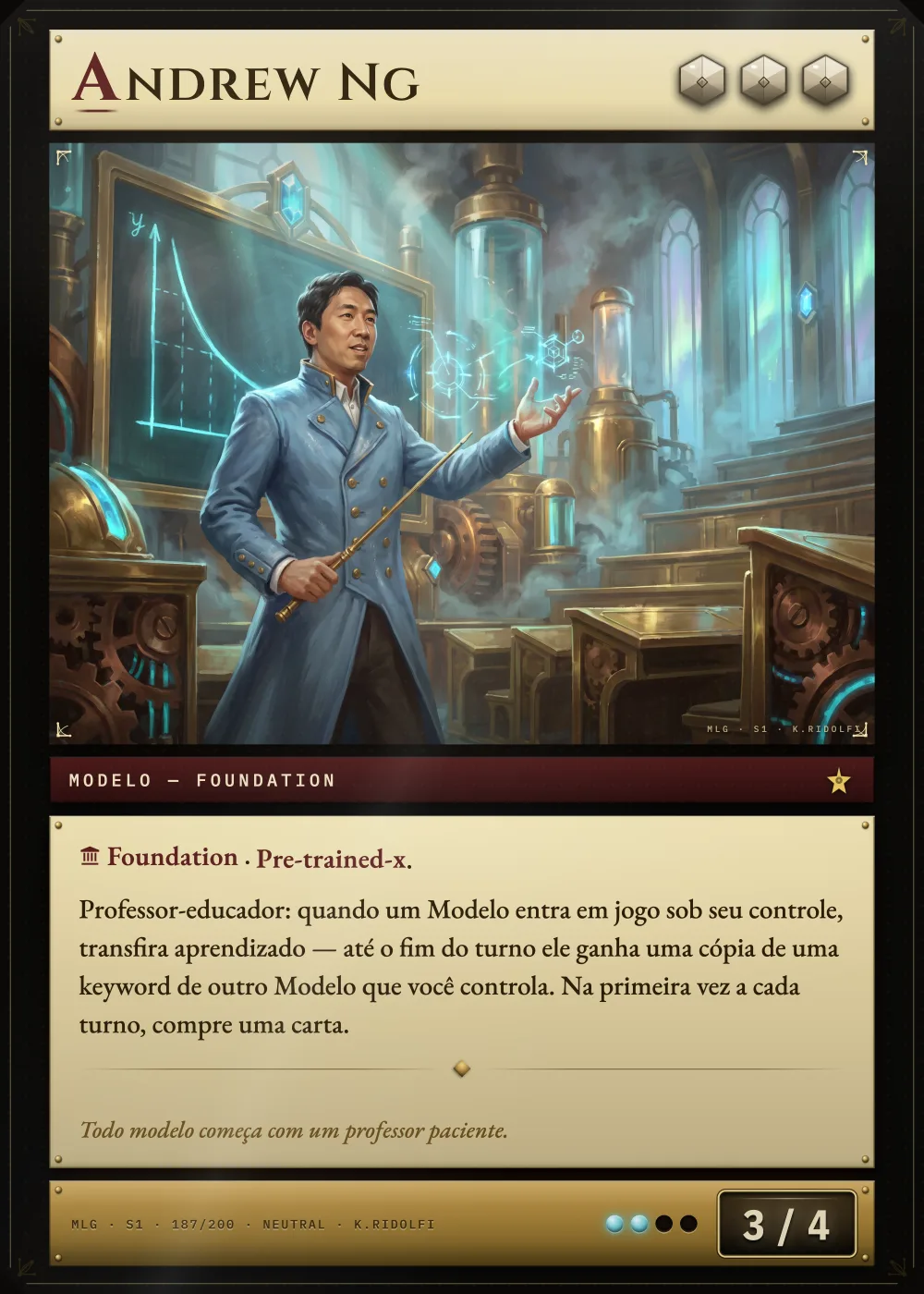Arte completa da carta Andrew Ng, do set S1 de Magik LLM Gathering