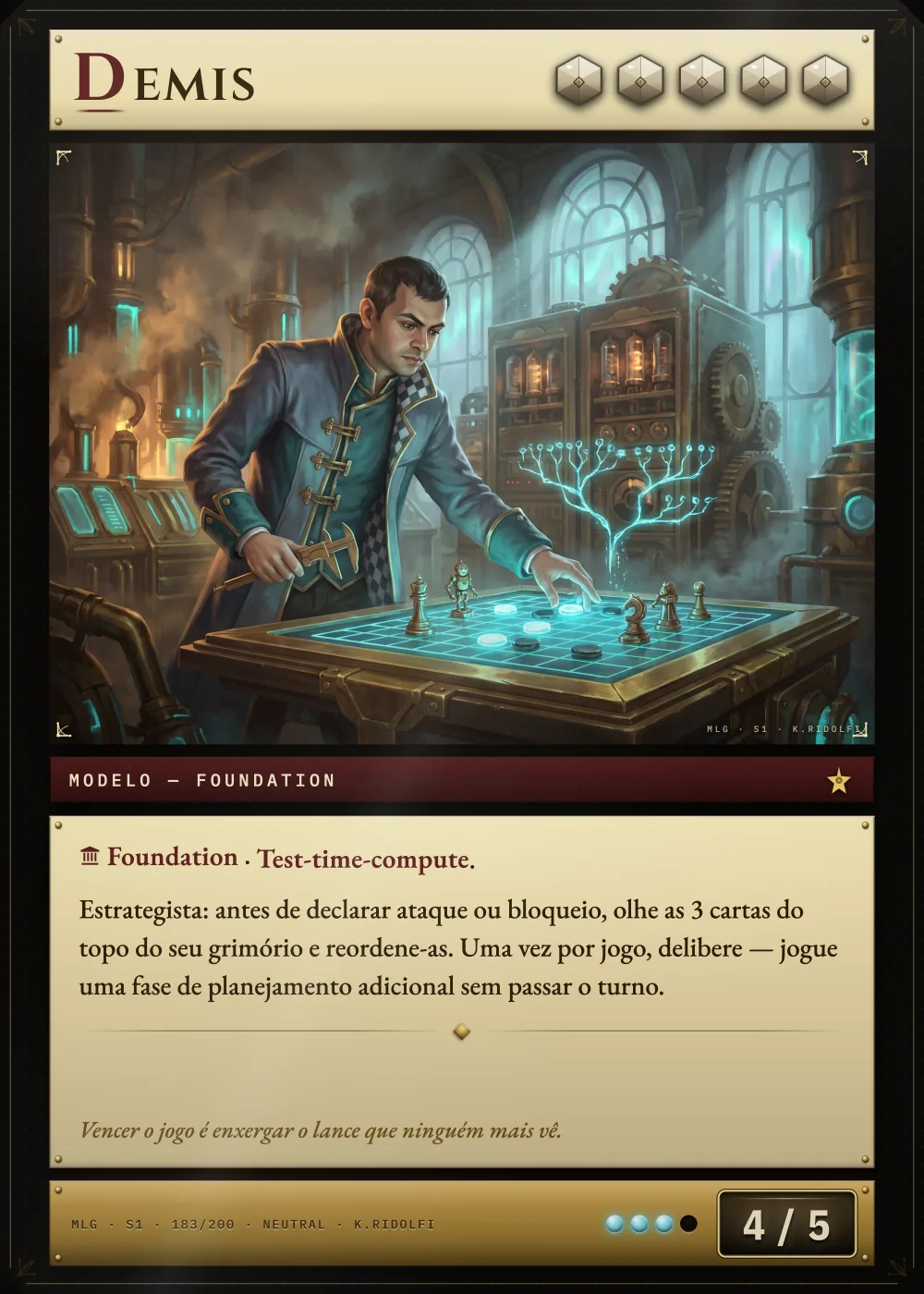 Arte completa da carta Demis Hassabis, do set S1 de Magik LLM Gathering