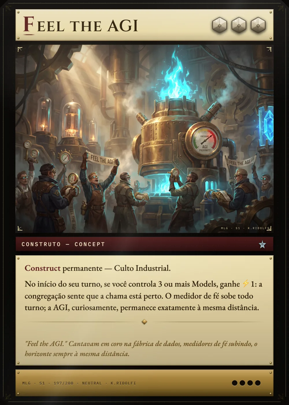 Arte completa da carta Feel the AGI, do set S1 de Magik LLM Gathering