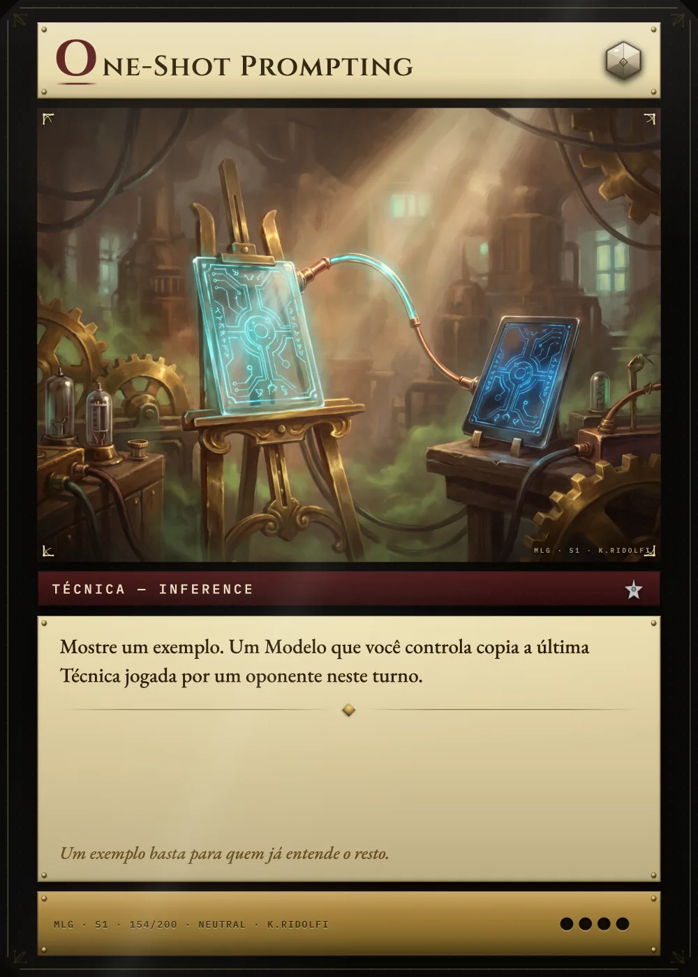 Arte completa da carta One-Shot Prompting, do set S1 de Magik LLM Gathering