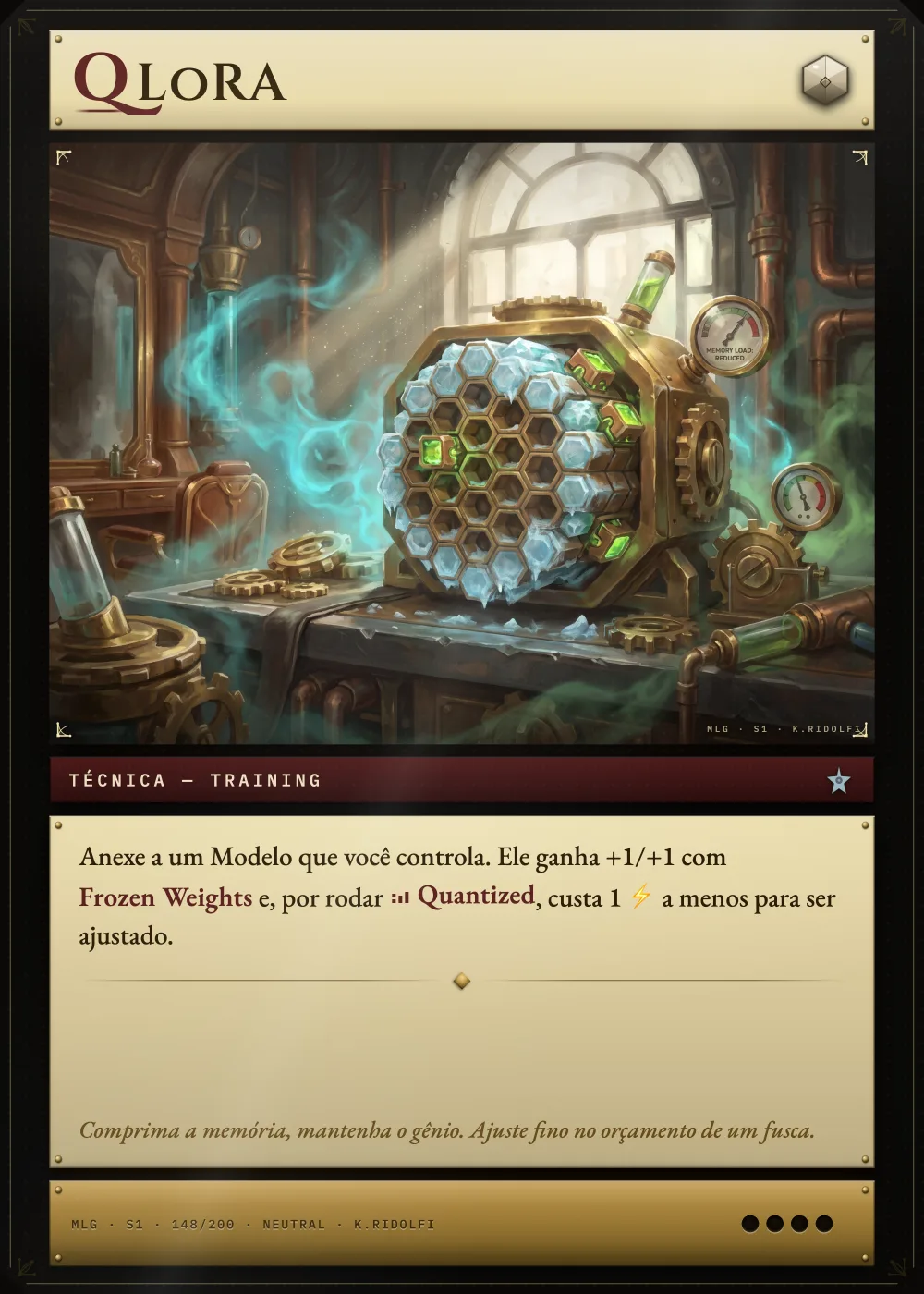 Arte completa da carta QLoRA, do set S1 de Magik LLM Gathering