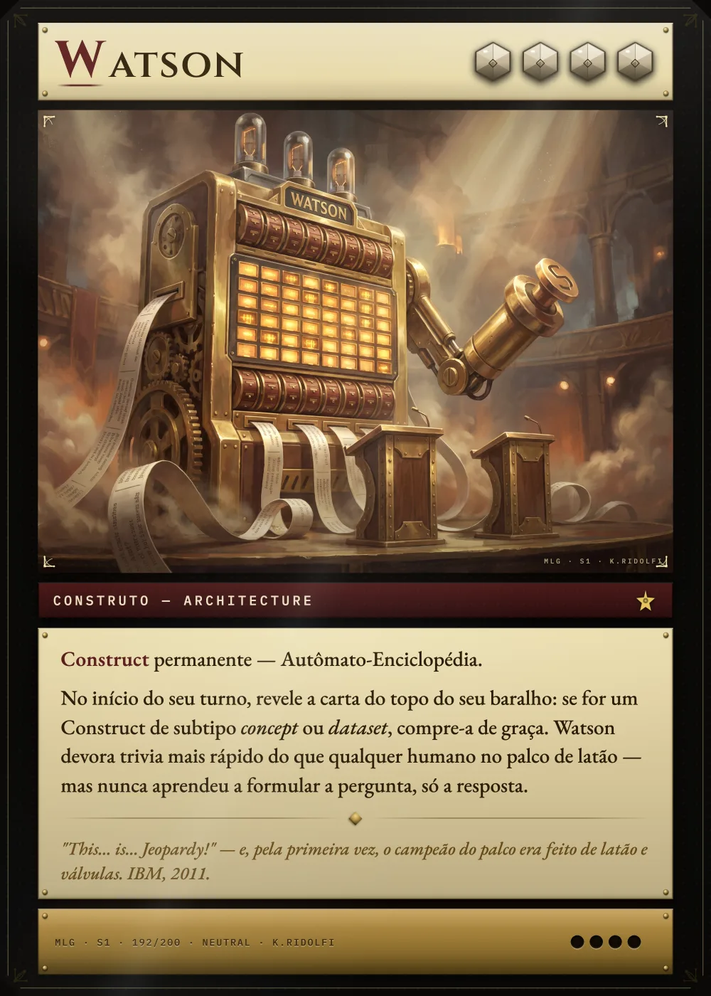 Arte completa da carta Watson, do set S1 de Magik LLM Gathering