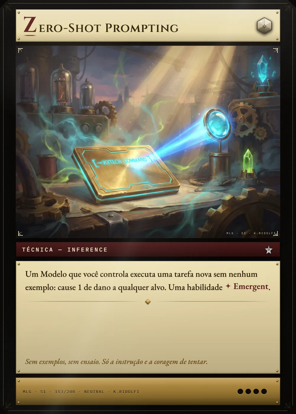 Arte completa da carta Zero-Shot Prompting, do set S1 de Magik LLM Gathering