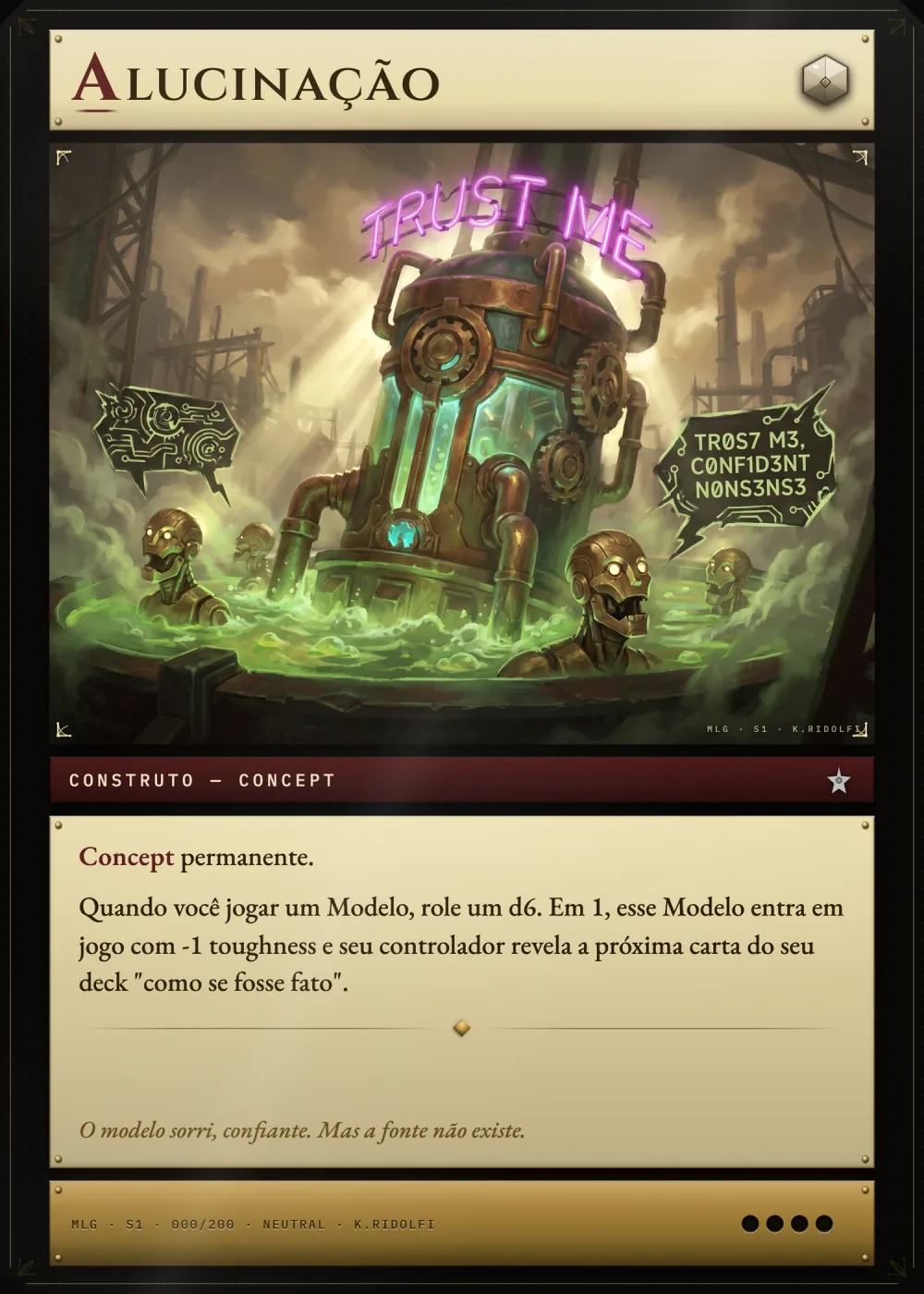 Arte completa da carta Alucinação, do set S1 de Magik LLM Gathering